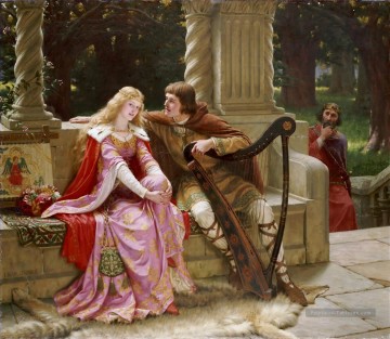 Tristan et Isolde historique Regency Edmund Leighton Peinture à l'huile